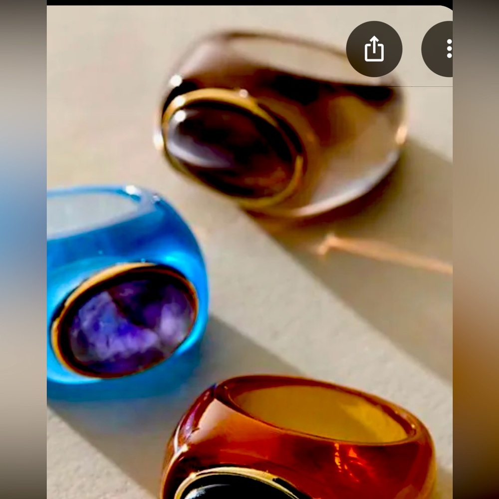 Colorful Studio Resin Ring with Gemstone Accent